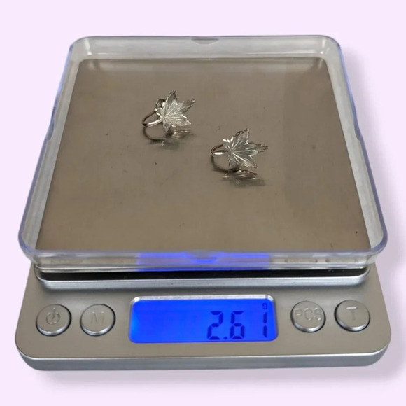 Vintage Sterling Maple Leaf Earrings - Picture 6 of 6